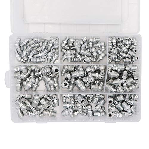 Taxutor 160-Pieces MM Metric Hydraulic Zerk Grease Fitting Assortment Set Kit - M6 M8 M10 Straight, 45 Degree, 90 Degree Angled Grease Zerk Fittings - Image 2