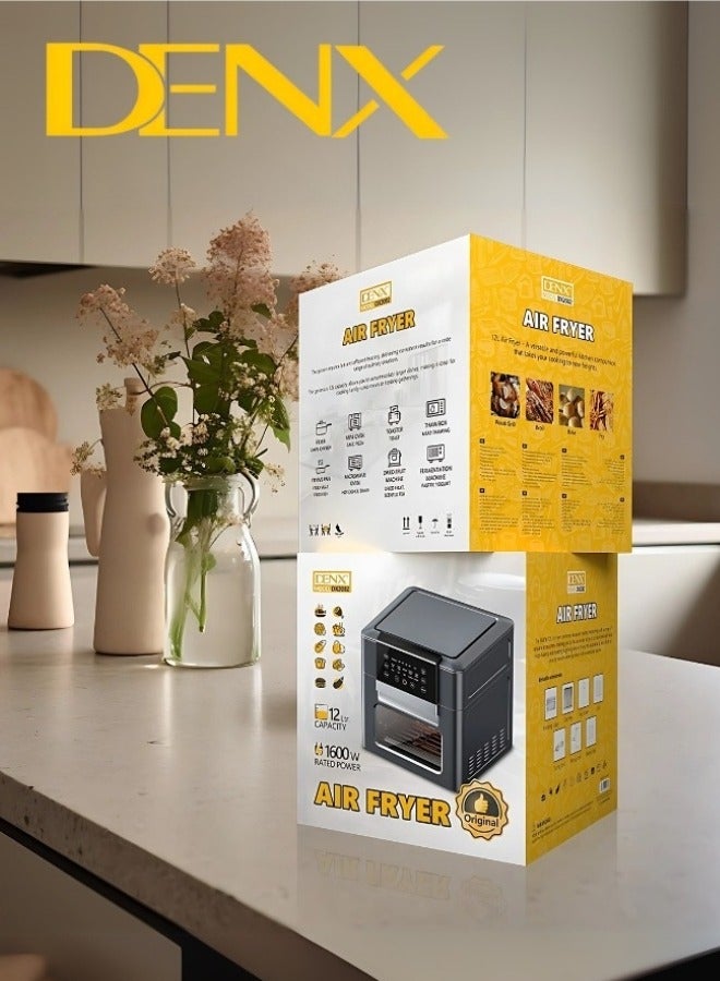 Denx Healthy Air Fryer Without Oil For Fry/Grill/Bake/Roast Capacity 12 Liters Power 1600 Watts - Black Color - Image 2