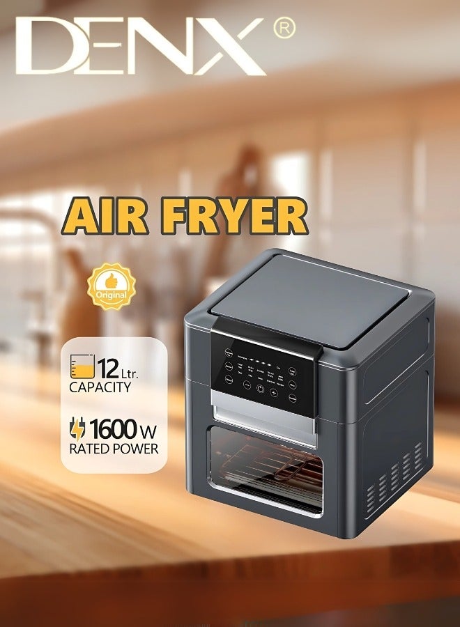 Denx Healthy Air Fryer Without Oil For Fry/Grill/Bake/Roast Capacity 12 Liters Power 1600 Watts - Black Color - Image 4