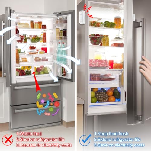 DAYTECH Freezer Door Alarm with Delay 1/2/3/4 mins When Left Open Window Chime Close Doors Reminder Refrigerator Door Alarm 0 to 120 dB for Fridge Home Store Office 2 Sets White - Image 2