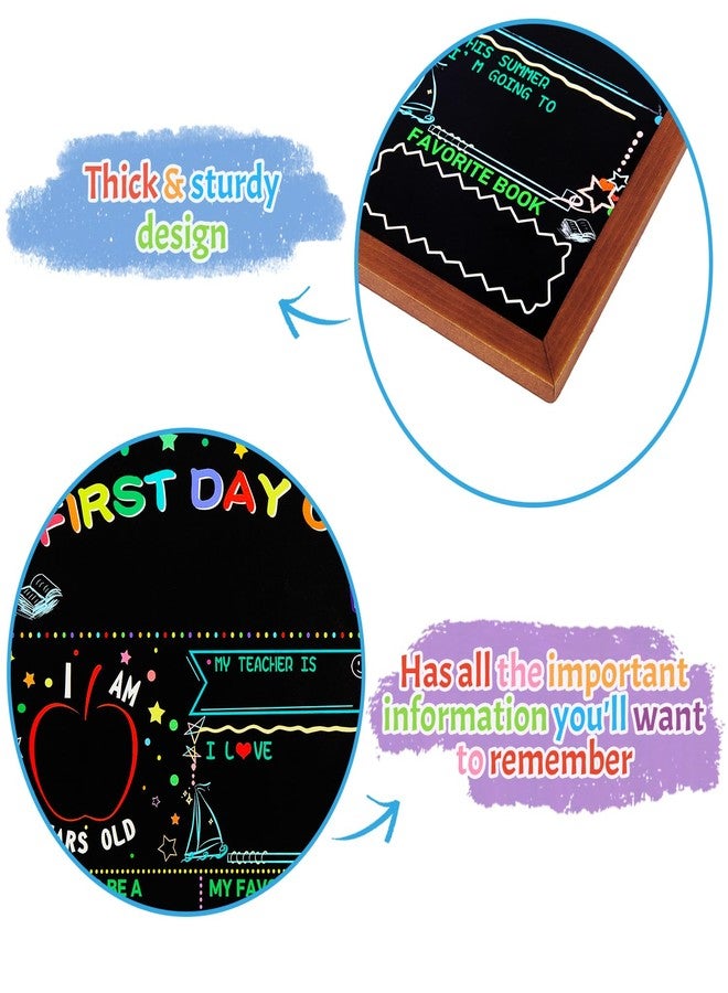 multiwins First and Last Day of School Board, 14" X 11" Double-Sided Last Day of School, Reusable First Day of School Board with Frame, Back to School Supplies of Preschool, Pre-K, Kindergarten, and 1st Grades - Image 5