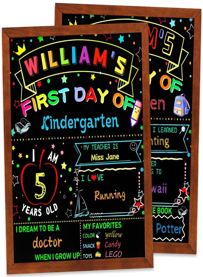 multiwins First and Last Day of School Board, 14" X 11" Double-Sided Last Day of School, Reusable First Day of School Board with Frame, Back to School Supplies of Preschool, Pre-K, Kindergarten, and 1st Grades - Image 1