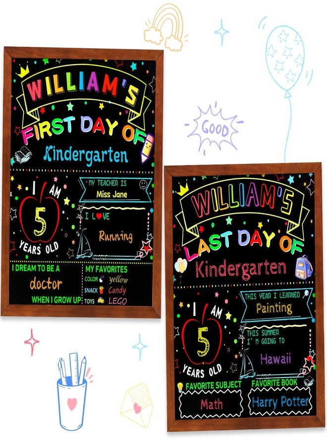 multiwins First and Last Day of School Board, 14" X 11" Double-Sided Last Day of School, Reusable First Day of School Board with Frame, Back to School Supplies of Preschool, Pre-K, Kindergarten, and 1st Grades - Image 3