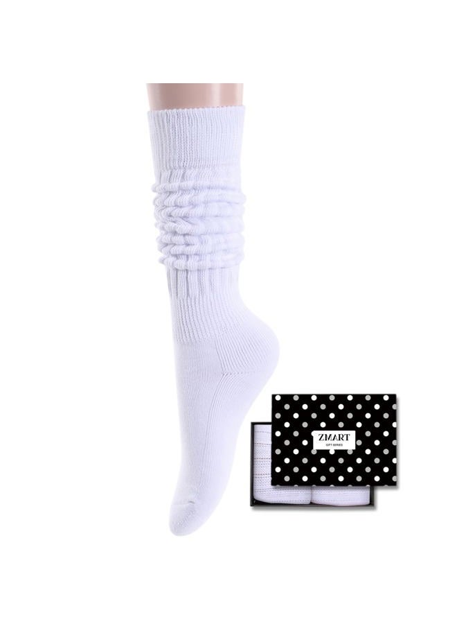 Zmart Women Socks Slouch Socks Scrunch Socks, 80s 90s Socks, White Tube Socks - Image 1