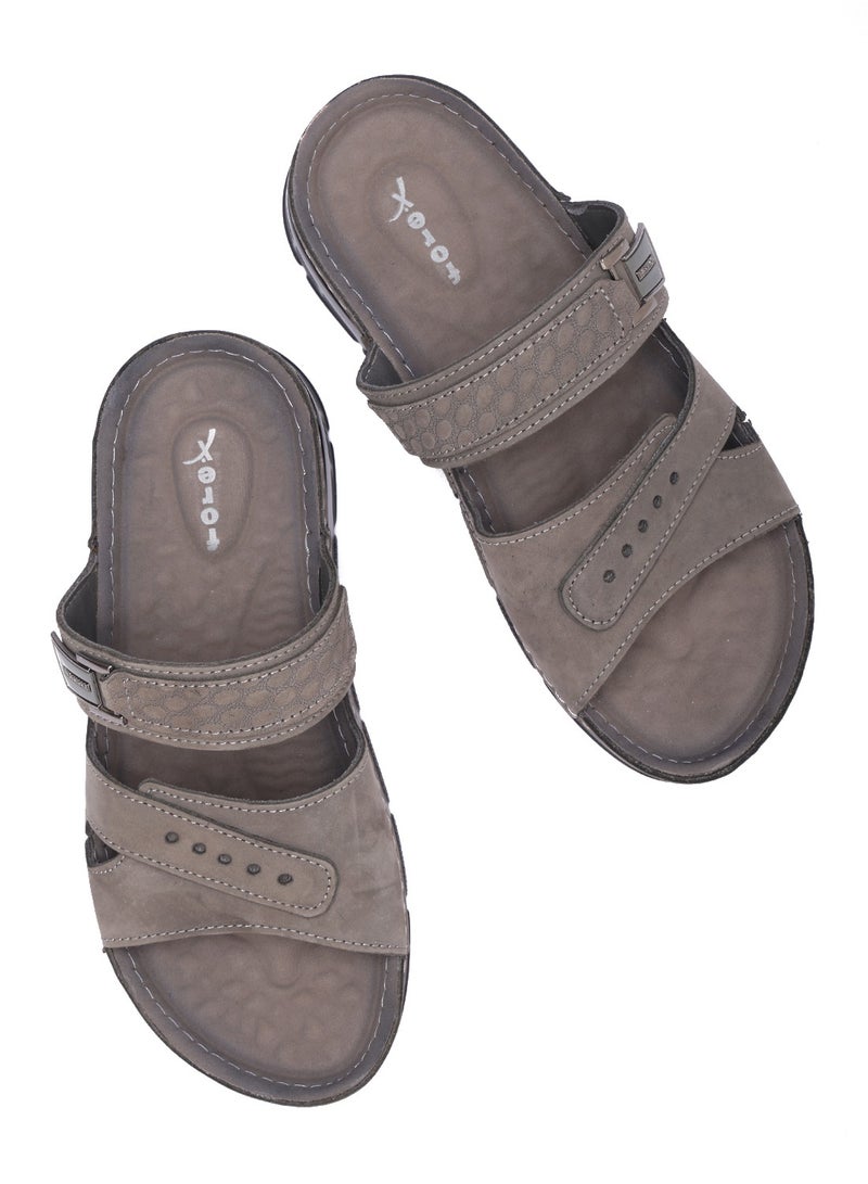 Men's Medical Open Toe Slippers - Genuine Leather with Padded Footbed and Metal Buckle - Image 3