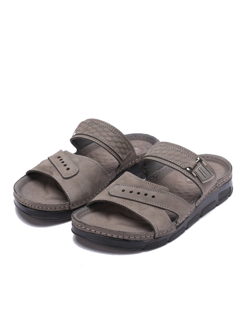 Men's Medical Open Toe Slippers - Genuine Leather with Padded Footbed and Metal Buckle - Image 2