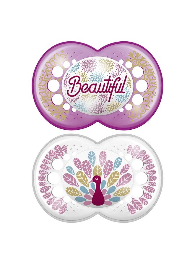 MAM Original Baby Pacifier Nipple Shape Helps Promote Healthy Oral Development Sterilizer Case Animalgirl 16+ (Pack Of 2)  - Image 1
