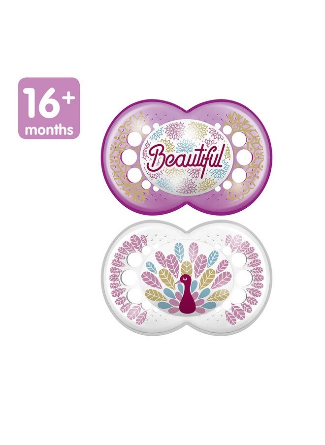 MAM Original Baby Pacifier Nipple Shape Helps Promote Healthy Oral Development Sterilizer Case Animalgirl 16+ (Pack Of 2)  - Image 3