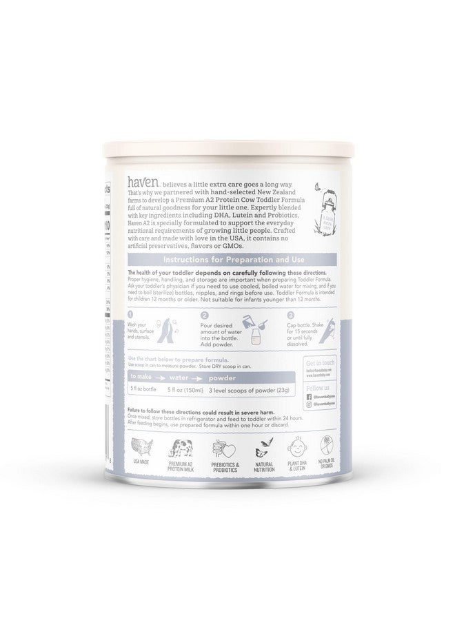 HAVEN Haven A2 Toddler Formula | 1 to 3 Years | Premium New Zealand Grass-fed A2/A2 Protein Cow Milk Toddler Formula | Wholesome Goodness | Gentle on Tiny Tummies | Immune Support | Prebiotics, Probiotics, DHA, Lutein | Non GMO | No Palm Oil | 14.1 oz - Image 3