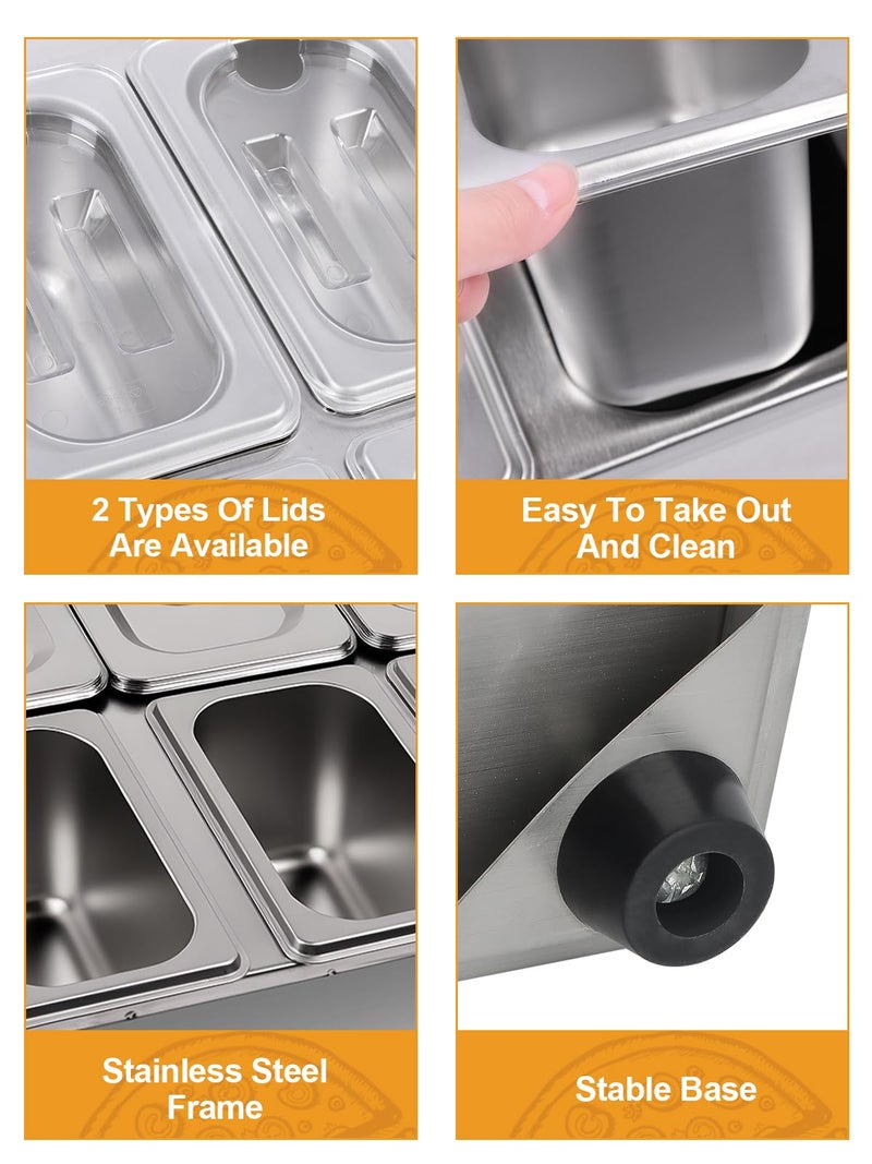 Lanstics Pizza Topping Station 10 Pans Pizza Storage Container Topping containers with Lids Spoon Condiment Organizers Buffet Containers Set for Restaurant Pizza Sauce Jam Fruit Ingredient - Image 3