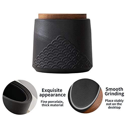NS Online Black Small Urn Ashes Keepsake - 4.3 inches Ceramic Sharing Sea Wave Decorative Urns, Capacity 30 Cubic inches Memorial Funeral urn for Human, Pets - Qnty 1 - Image 3
