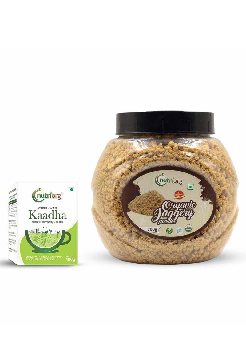 nutriorg - Nutriorg Certified Organic Jaggery Powder 700g & Ayush Kwath Kaadha 100g ( Combo of 2) - Image 1