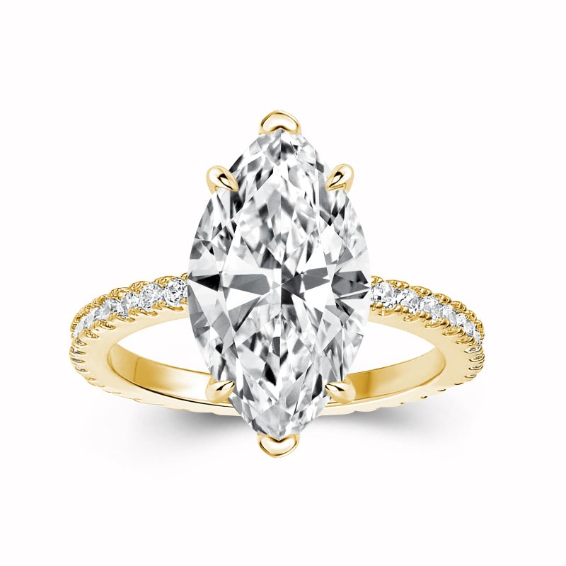 RODIFFY 3.5CT Marquise Cut Engagement Ring, AAAAA Grade Cubic Zirconia Promise Ring for Women, S925 Silver Bridal Wedding Jewelry ((Style 2) Golden, 7) - Image 1