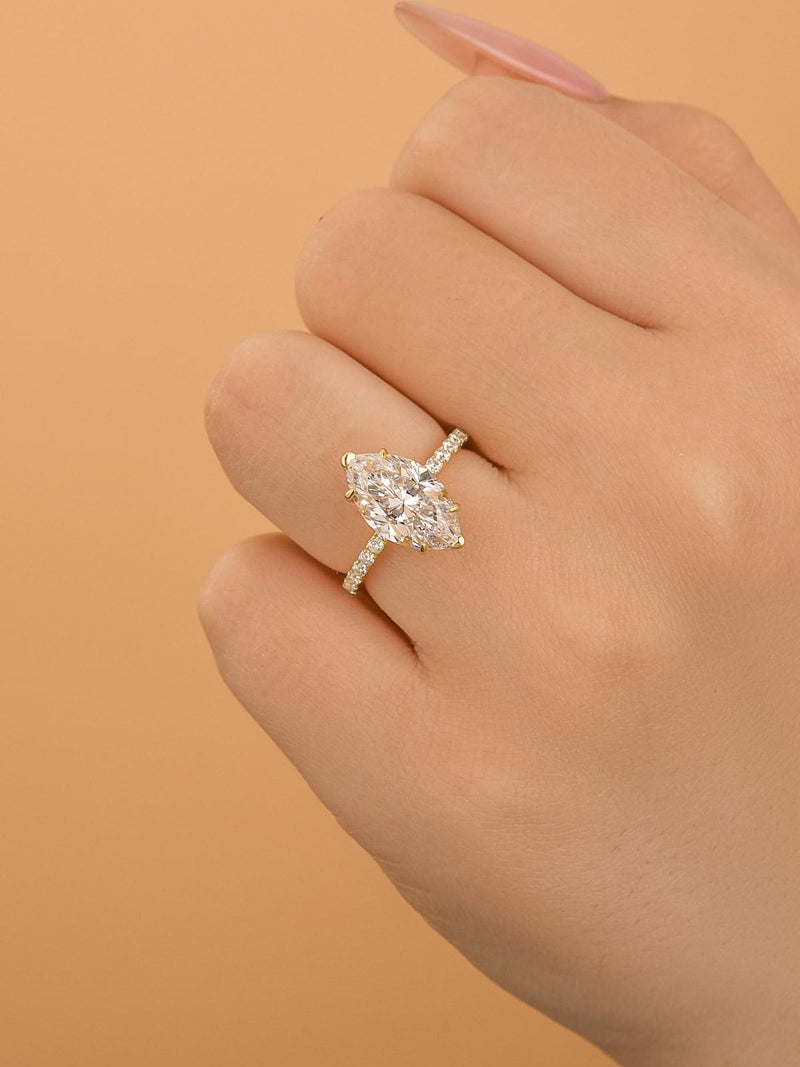 RODIFFY 3.5CT Marquise Cut Engagement Ring, AAAAA Grade Cubic Zirconia Promise Ring for Women, S925 Silver Bridal Wedding Jewelry ((Style 2) Golden, 7) - Image 3