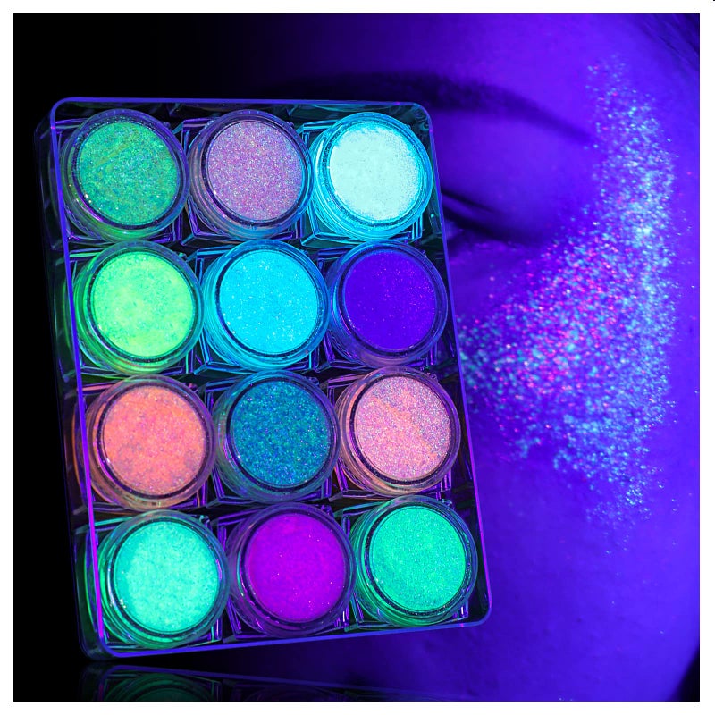 LATIBELL Body Face Glitter Gel, UV Black Light Reactive Glow Makeup, 12 Colors Fine UV Body Glitter for Women for Festival Rave Accessories - Image 1