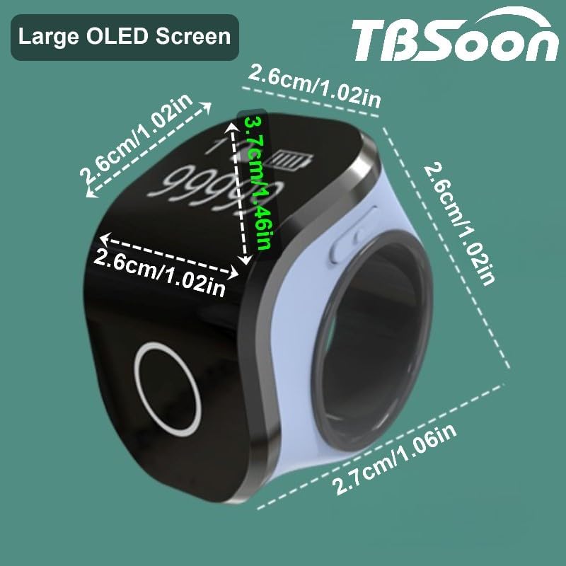 شاشة الصلاة خاتم ذكي - Tasbih مع شاشة OLED، البطارية، ميزة العد - ملابس يومية عصرية وهدايا للرجال والنساء - Image 5