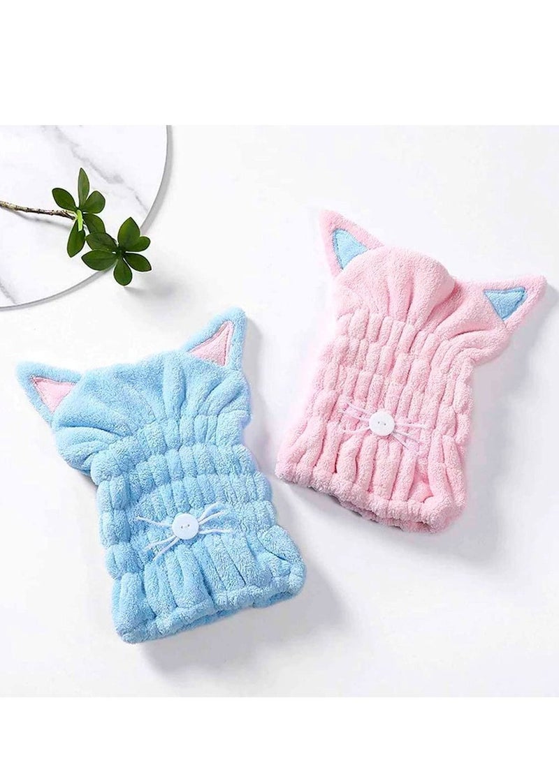 Y&D 2Pcs Microfiber Hair Towel Cap - Drying Towels Cute Wrap Hat for Children Curly Girls Wet Dry Head Wraps Women  - Image 4