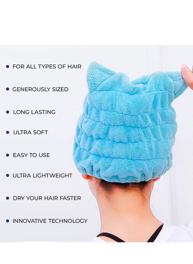 Y&D 2Pcs Microfiber Hair Towel Cap - Drying Towels Cute Wrap Hat for Children Curly Girls Wet Dry Head Wraps Women  - Image 5