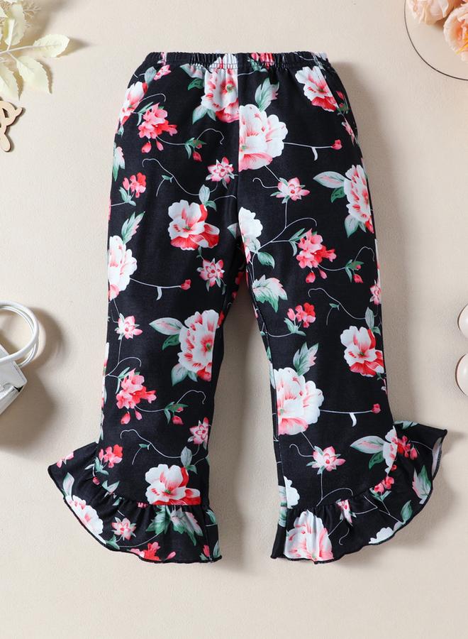 تايك تو طقم بلوزة مزينة بطبعة زهور وحافة كشكش مع بيجاما طويلة - Image 4