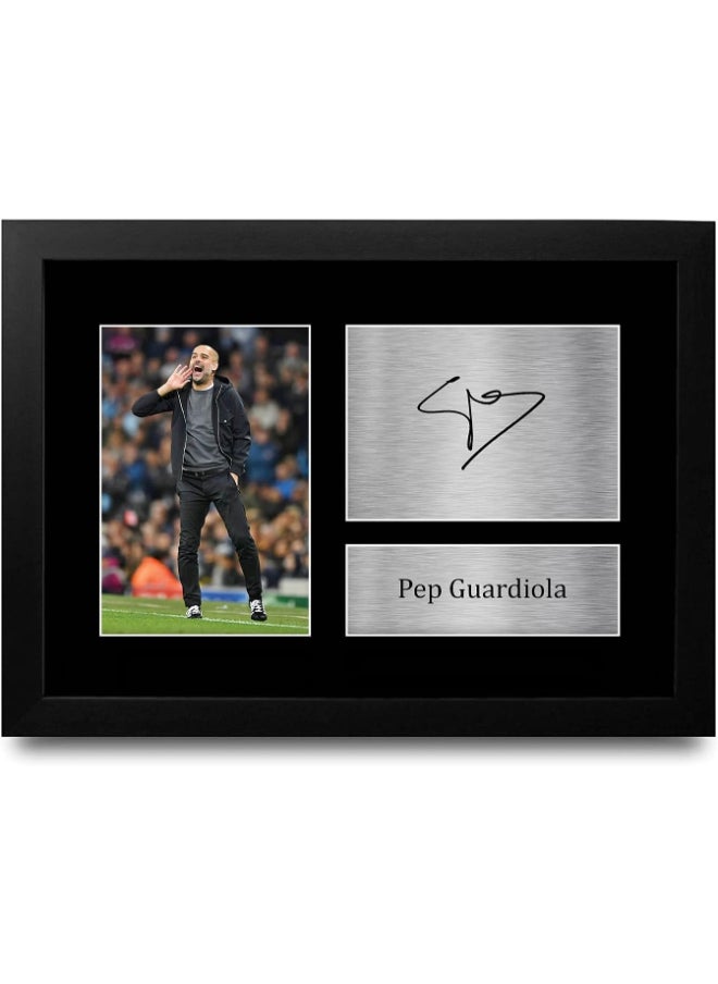 HWC Trading HWC Trading FR Pep Guardiola Gift Signed FRAMED A4 Printed Autograph Manchester City Gifts Photo Display  - Image 1