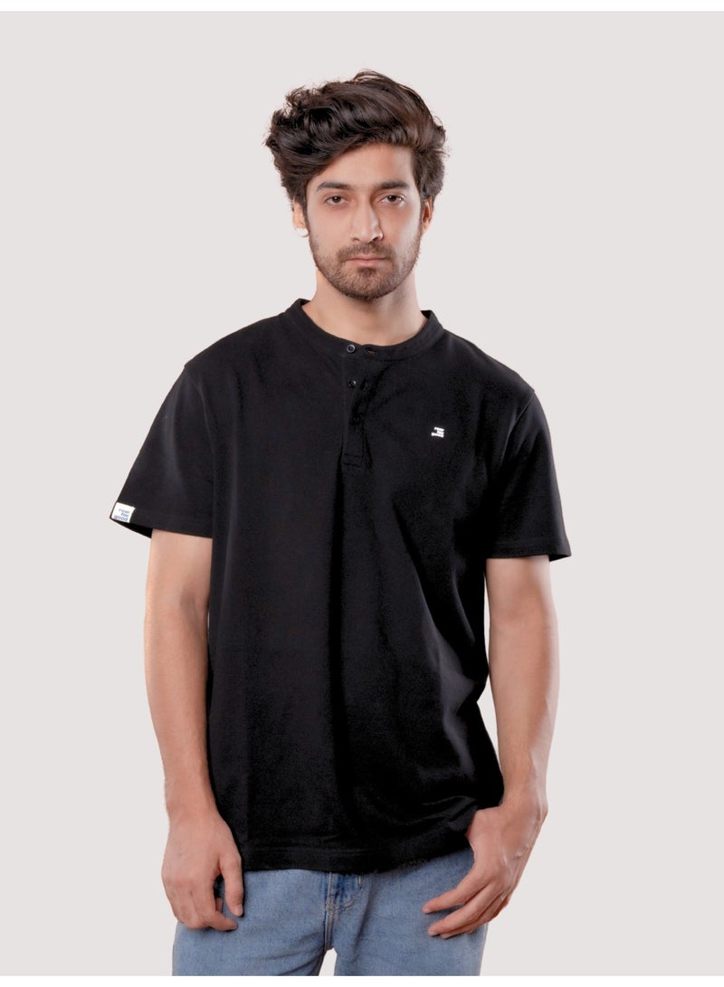 ROAR FOR GOOD Men's Oversized Solid T-Shirt | Oversized Henley Neck Half Sleeve Casual Tee | Soft Cotton Blend Everyday Wear T-Shirt - Image 5