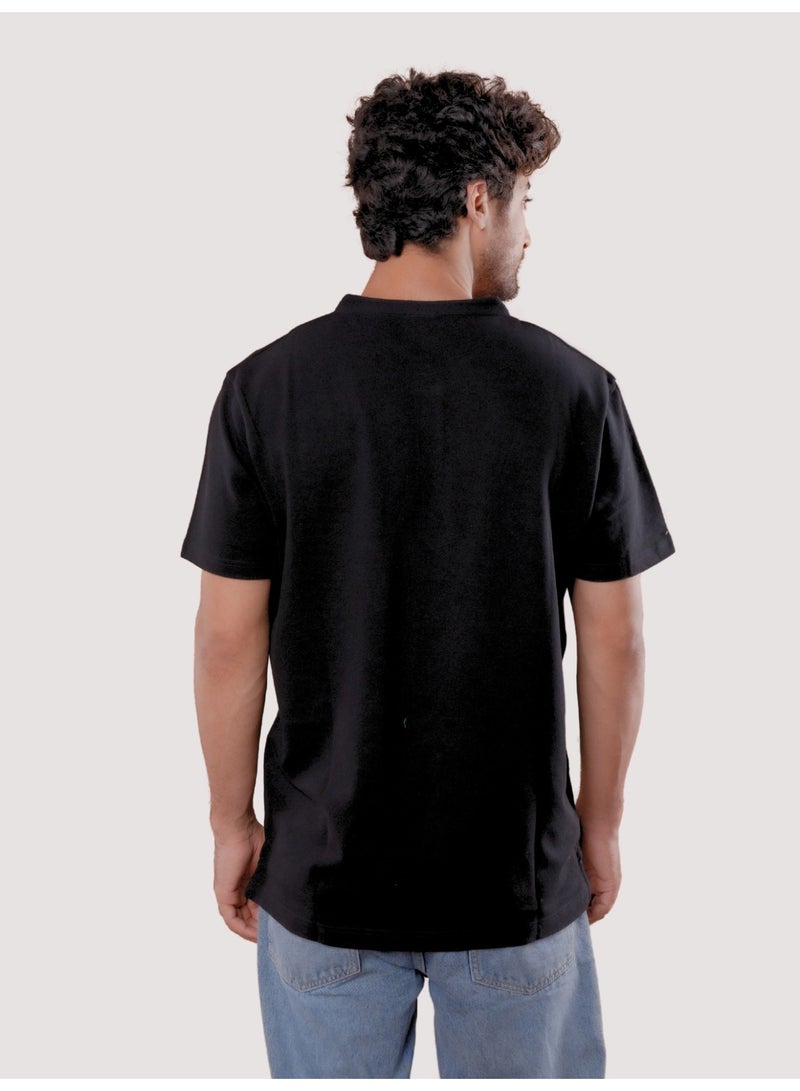 ROAR FOR GOOD Men's Oversized Solid T-Shirt | Oversized Henley Neck Half Sleeve Casual Tee | Soft Cotton Blend Everyday Wear T-Shirt - Image 4
