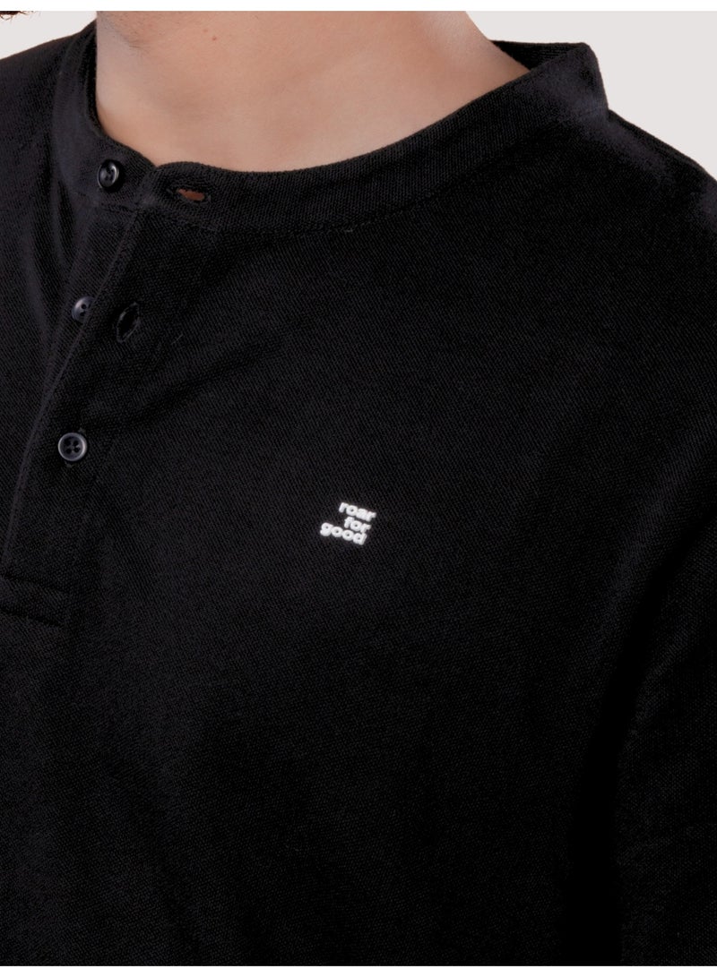 ROAR FOR GOOD Men's Oversized Solid T-Shirt | Oversized Henley Neck Half Sleeve Casual Tee | Soft Cotton Blend Everyday Wear T-Shirt - Image 3