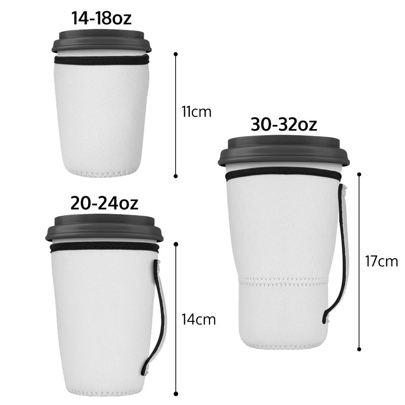 OFFNOVA 9 Pack Sublimation Blank Coffee Sleeve  Reusable 3-size Neoprene Sleeves with Handle  16-32oz cover for Starbucks Coffee  McDonalds  Dunkin Donuts  More - Image 2