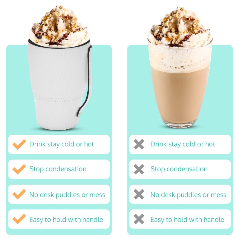 OFFNOVA 9 Pack Sublimation Blank Coffee Sleeve  Reusable 3-size Neoprene Sleeves with Handle  16-32oz cover for Starbucks Coffee  McDonalds  Dunkin Donuts  More - Image 5