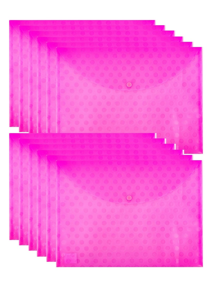 CLIPP 12-Piece Clear Document Bag With Button Closure Pink - Image 1