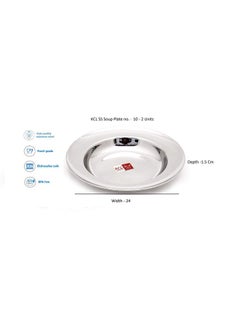 KCL KCL Stainless Steel Soup Plates/Breakfast Plates/Idly Plates - 2 Units - Dimension - 24 Cms 