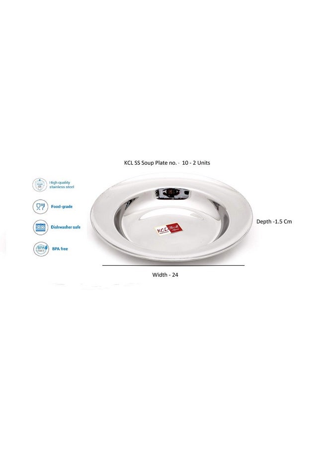 KCL - KCL Stainless Steel Soup Plates/Breakfast Plates/Idly Plates - 2 Units - Dimension - 24 Cms - Image 1