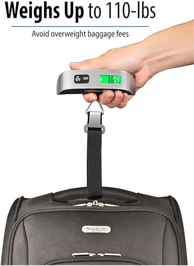 Goolsky - Goolsky Digital Luggage Scale, LCD Display Backlight Temperature Baggage Scale with 110lbs Capacity, Portable Stainless Steel Hanging Luggage Weight Scale with Tare Function for Travelers - Silver - Image 1