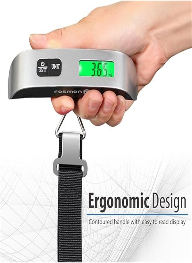 Goolsky - Goolsky Digital Luggage Scale, LCD Display Backlight Temperature Baggage Scale with 110lbs Capacity, Portable Stainless Steel Hanging Luggage Weight Scale with Tare Function for Travelers - Silver - Image 1