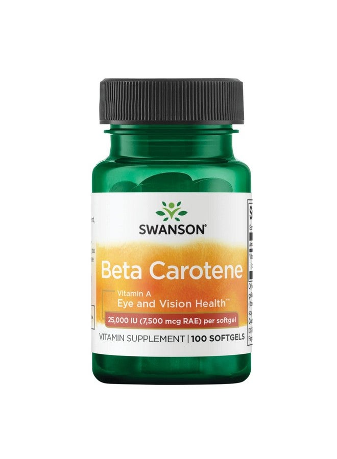 Swanson Beta-Carotene (Vitamin A) 25000 Iu (7500 mcg) 100 Sgels - Image 1