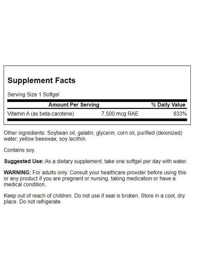 Swanson Beta-Carotene (Vitamin A) 25000 Iu (7500 mcg) 100 Sgels - Image 2