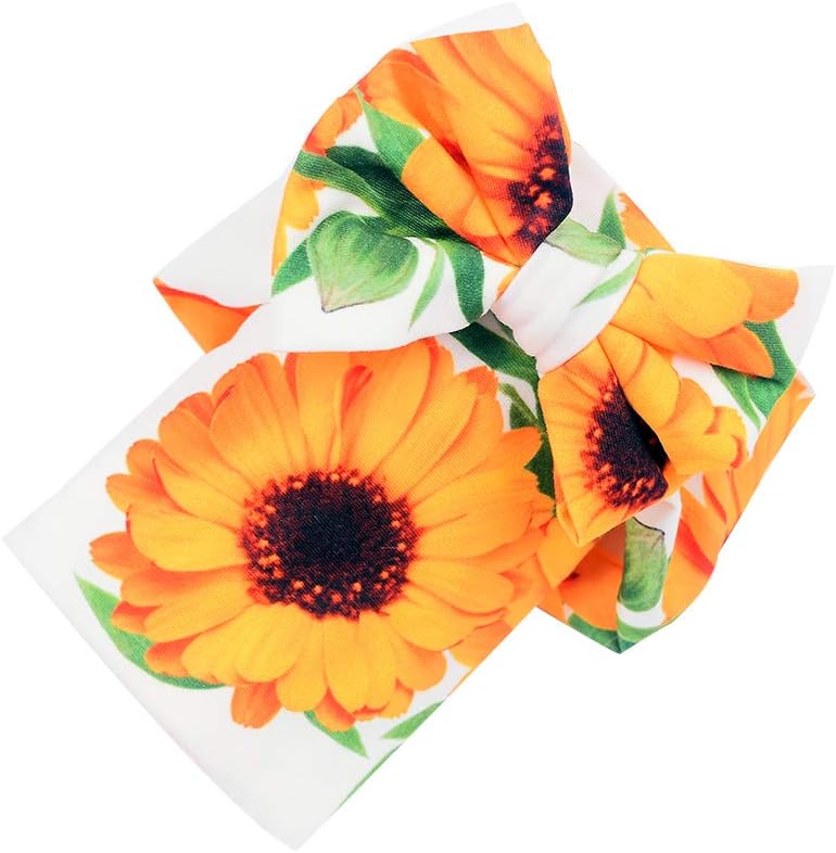 Galabloomer Newborn Receiving Blanket Headband Set Baby Flower Rose Swaddle with Big Bow (White Sunflower) - Image 3