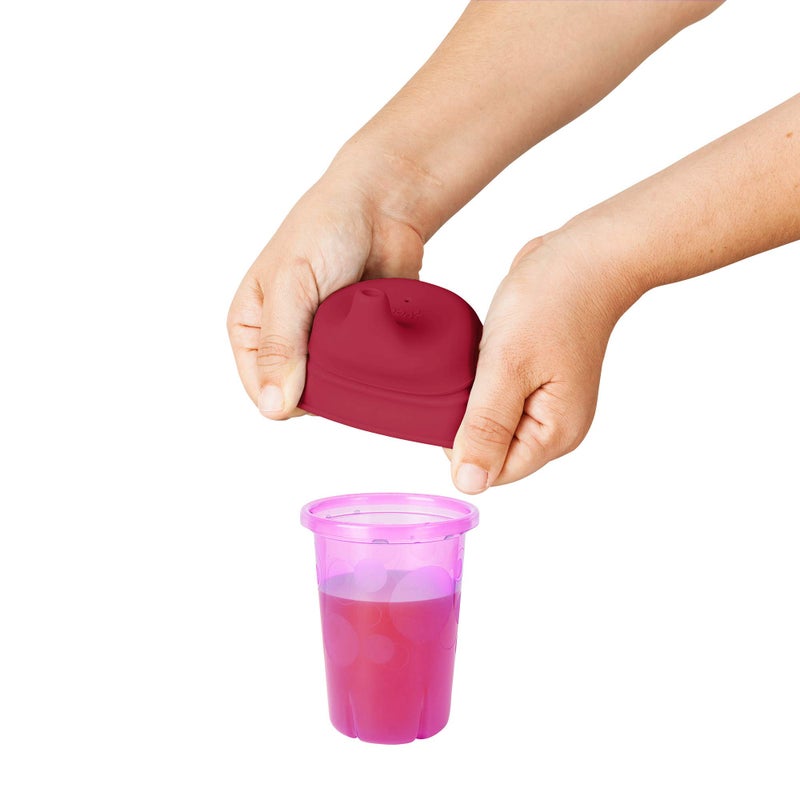 Boon Snug Silicone Sippy Cup Lids - Convert Any Kids Cups or Toddler Cups into Soft Spout Sippy Cups - Toddler Feeding Supplies and Travel Essentials - Pink - 3 Count - Image 3