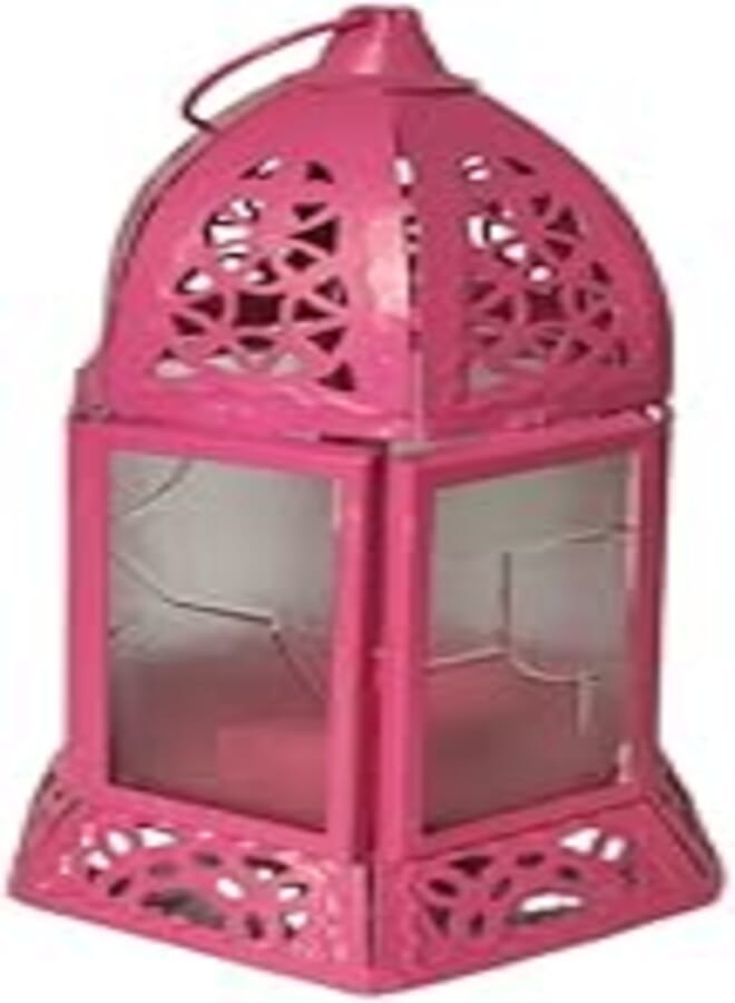 Ramadan Lantern Metal Window Glass - Fuchsia Decorative Islamic Style - Unique Design Decorative Look 