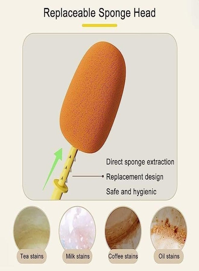 HEBEZON Bottle Cleaning Brush with Sponge Pads, Multi-Purpose Cleaner for Jars and Bottles Baby Bottle Brush, 3 in 1 Replaceable, Cup Lid Gap Bottle Cleaner Brush,(Pack of 1) - Image 3