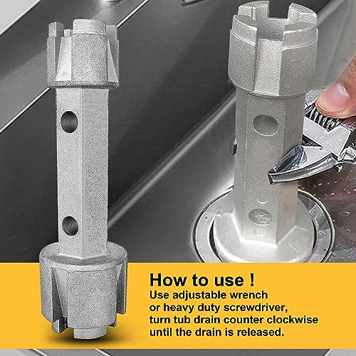 Hanpex Tub Drain Remover Wrench - Dual Ended for Bath & Shower Drains, Closet Spuds - Heavy Duty Aluminum - Image 5