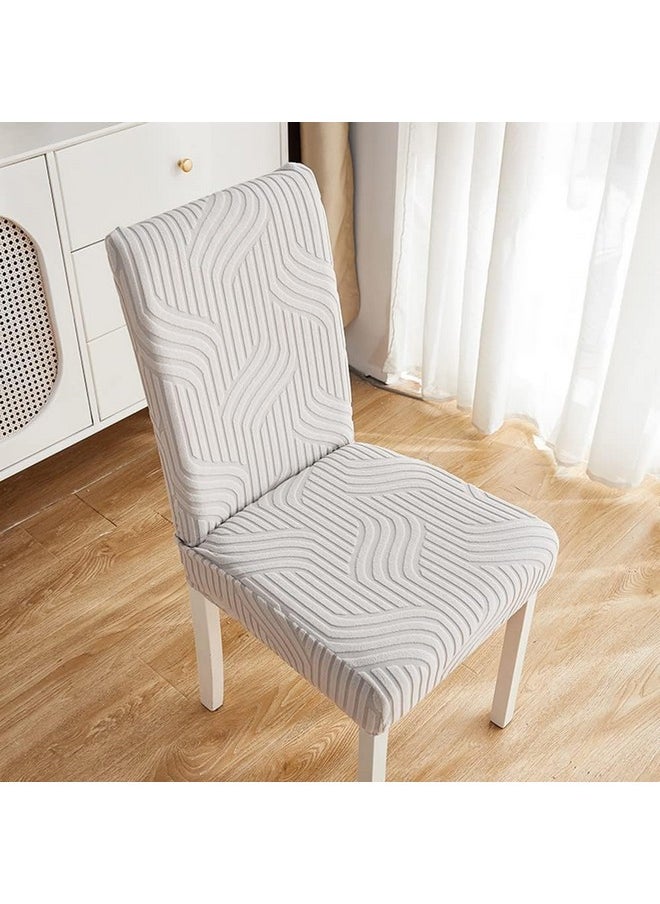 Styleys Styleys Elastic Chair Cover Stretch Removable Washable Short Jacquard Dining Chair Cover Protector Seat Slipcover (Pack of 8, Light Grey, JTMC9)  - Image 2