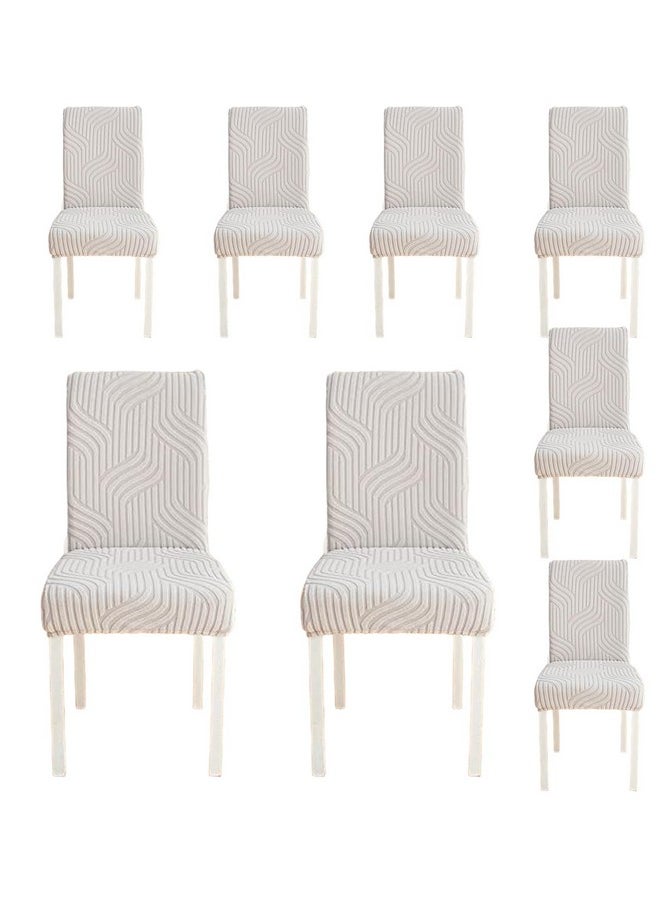 Styleys Styleys Elastic Chair Cover Stretch Removable Washable Short Jacquard Dining Chair Cover Protector Seat Slipcover (Pack of 8, Light Grey, JTMC9)  - Image 1
