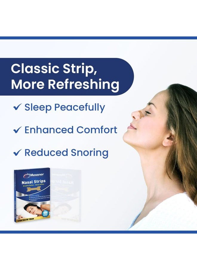 MASSNER - Nasal Strips for Sleeping, Large 100 Pack - Perfect Nose Strips for Breathing and Snoring Solution - Best Anti Snoring Strips for Stuffy Nose Relief, Congestion and Right Breathe - Image 1