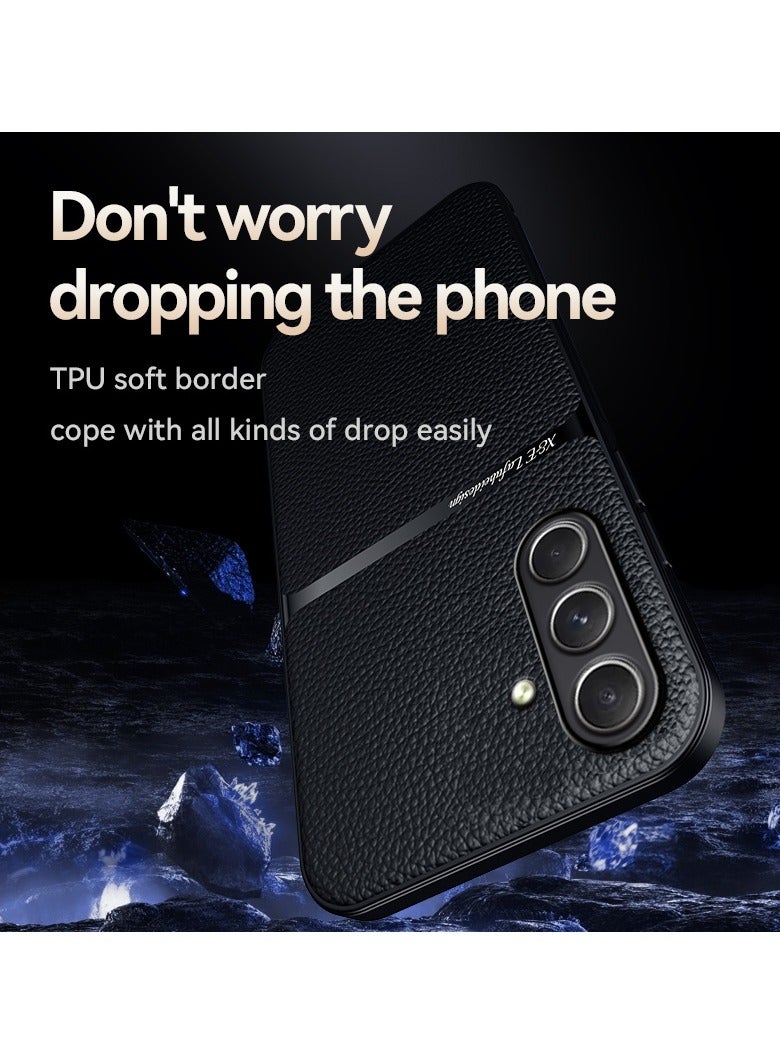 جراب سيليكون من الجلد الصناعي مقاوم للصدمات متوافق مع samsung Galaxy a36 (اسود) - Image 3