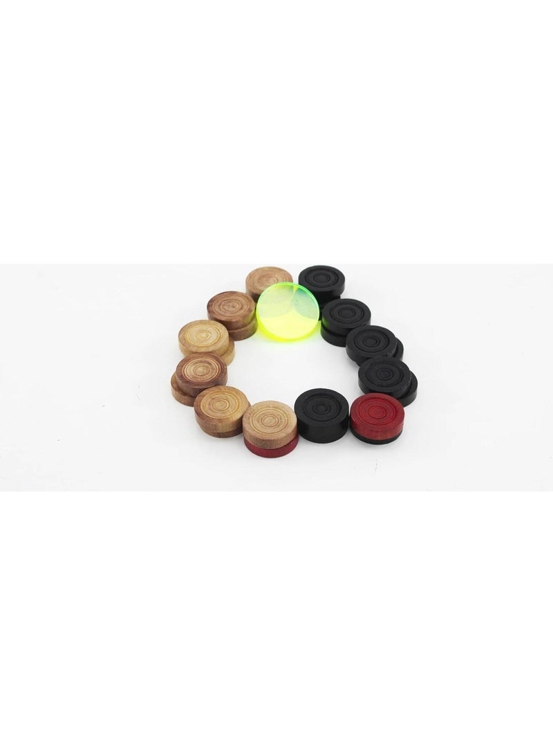 24 Solid Wooden Professional Carrom Game Coins And Striker Set,Wooden Checkers (24 Pieces With Cover Case + 1 Striker - Image 3