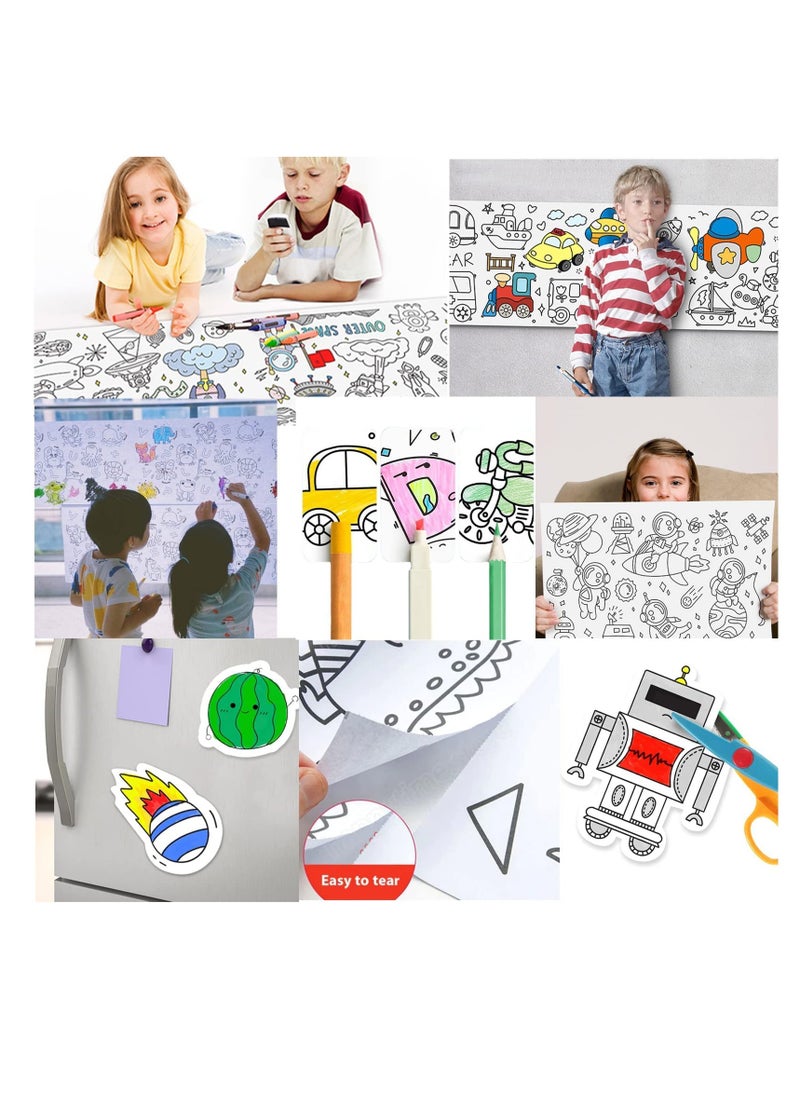 Generic Children's Drawing Roll Drawing Paper Roll DIY Painting Drawing Paper Filling Paper Early Educational Drawing Book for Kids, Cute Princess  - Image 2