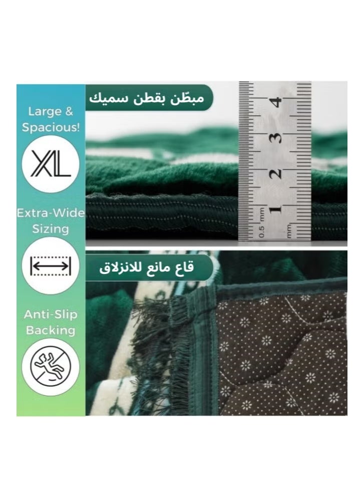 kangchoice Thick Padded Prayer Mat Set with Prayer Beads(Tasbih) - Portable Folding Extra Large Prayer Carpet for Home/Travel - Non-slip Janamaz Rug - Ideal Gift for Ramadan, Eid, Hajj, Umrah & Daily Salah - Image 3