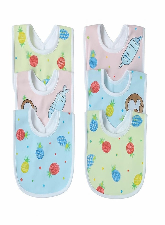 Dagcros Baby Bibs - Waterproof, Washable Feeding Bibs with Fun Fruit Prints - Soft Cotton Blend with Adjustable Neck for Infants & Toddlers (6, Multi) - Image 1