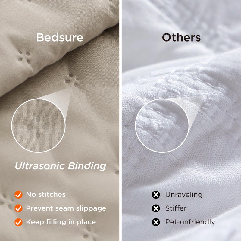 Bedsure California King Quilt - Linen Bedspread California King Size & Lightweight Comforter, Modern Farmhouse Coverlet with Clover Pattern, Ultra Soft All-Season Bedding, 111x106 Inches - Image 5